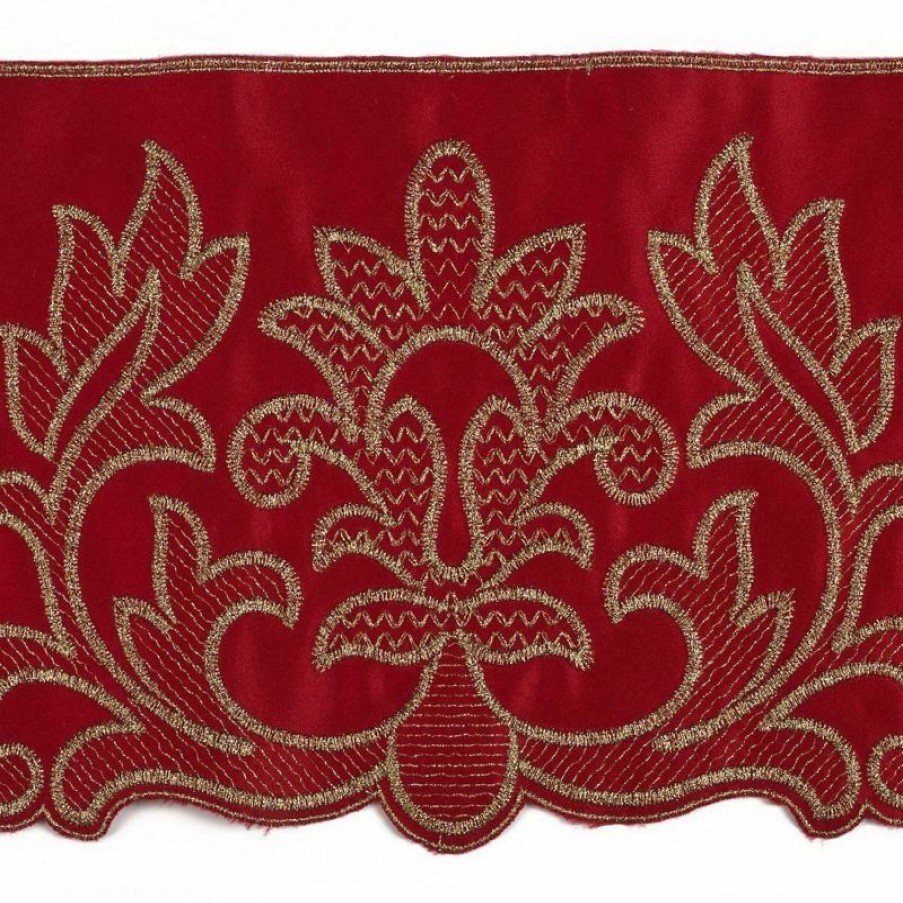 Tessuti al metro per Paramenti Pizzo Raso Fiore H. Cm 15 (5,9 Inch) Puro Poliestere Ricamo Merletto Bordo Bordura Per Paramenti Ecclesiastical Fabrics And Passementerie