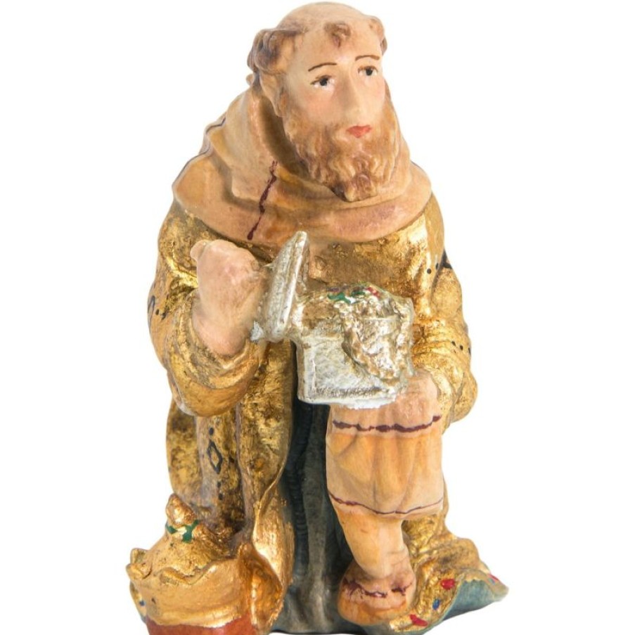 Dolfi Catalogo Melchiorre Re Magio In Ginocchio Cm 28 (11,0 Inch) Presepe Matteo Stile Orientale Colori Ad Olio In Legno Val Gardena Angels Statues