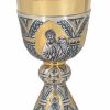 MAS Arredi sacri in Oro e Argento Calice Liturgico H. Cm 19 (7,5 Inch) Quattro Evangelisti Simboli Sacri In Ottone Cesellato Da Altare Per Vino Da Messa Sacred Altar Vessels