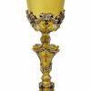 MAS Arredi sacri in Oro e Argento Calice Liturgico H. Cm 24 (9,4 Inch) Stile Barocco In Ottone Con Coppa In Argento 800/1000 Bicolor Da Altare Per Vino Da Messa Sacred Altar Vessels