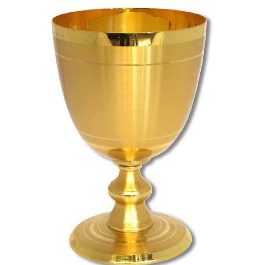 SEA Oggetti Liturgici in Oro e Argento Calice Liturgico Alto Per Concelebrazione Coppa Grande H. Cm 24 (9,4 Inch) Finitura Liscia E Satinata In Ottone Dorato Da Altare Messa Sacred Altar Vessels