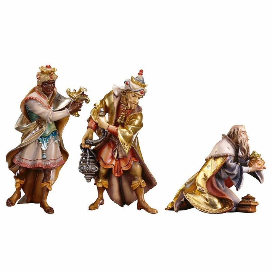 ULPE Wood Art Catalogo Gruppo Tre Re Magi 3 Pezzi Cm 50 (19,7 Inch) Presepe Ulrich Dipinto A Mano Statue Artigianali In Legno Val Gardena Stile Barocco Angels Statues