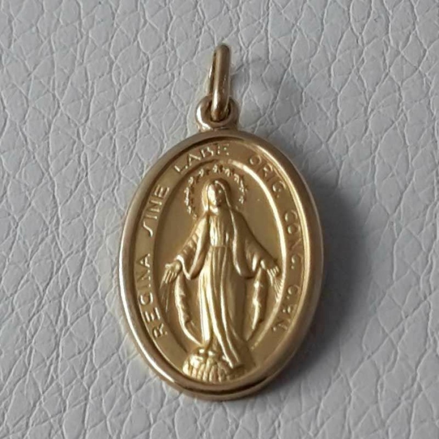 Vaticanum Gioielli in Oro Madonna Miracolosa Medaglia Sacra Pendente Conio Gr 3,1 Oro Giallo 18Kt Uni Donna Uomo Baptism