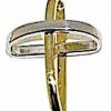 Vaticanum Gioielli in Oro Croce Con Bracci Ad Anello Ciondolo Pendente Gr 1,6 Bicolore Oro Giallo Bianco 18Kt Da Donna First Communion