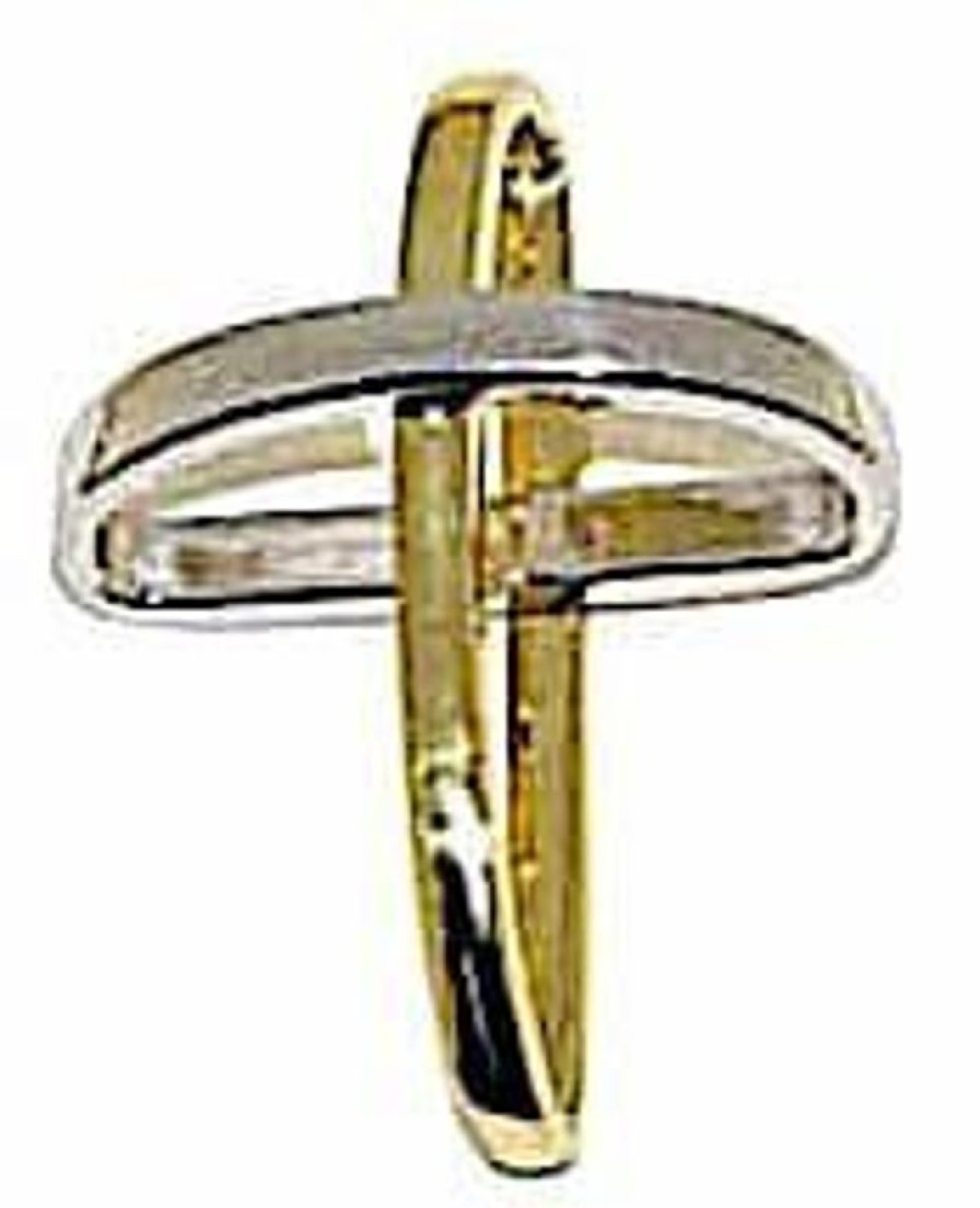 Vaticanum Gioielli in Oro Croce Con Bracci Ad Anello Ciondolo Pendente Gr 1,6 Bicolore Oro Giallo Bianco 18Kt Da Donna First Communion