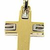 Vaticanum Gioielli in Oro Croce Design Stile Moderno Ciondolo Pendente Gr 3,5 Bicolore Oro Massiccio Giallo Bianco 18Kt Da Uomo First Communion