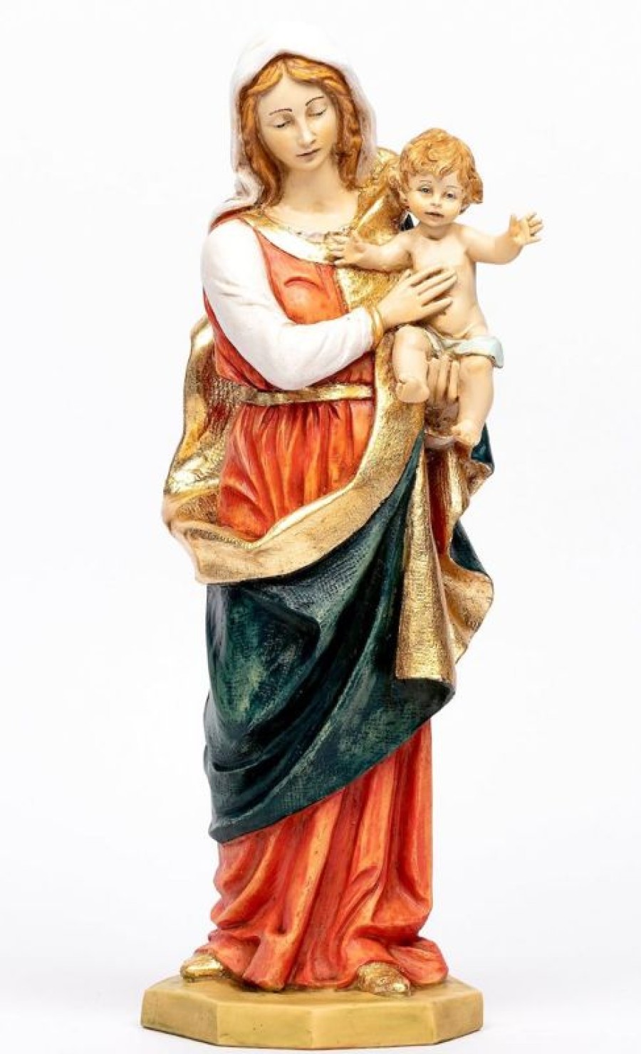 Fontanini Statue Sacre Madonna Con Bambino Cm 51 (20 Inch) Statua Fontanini In Resina Per Esterno Dipinta A Mano Aggiungi Vernice Speciale Per Uso In Esterno Religious & Catholic Necklaces