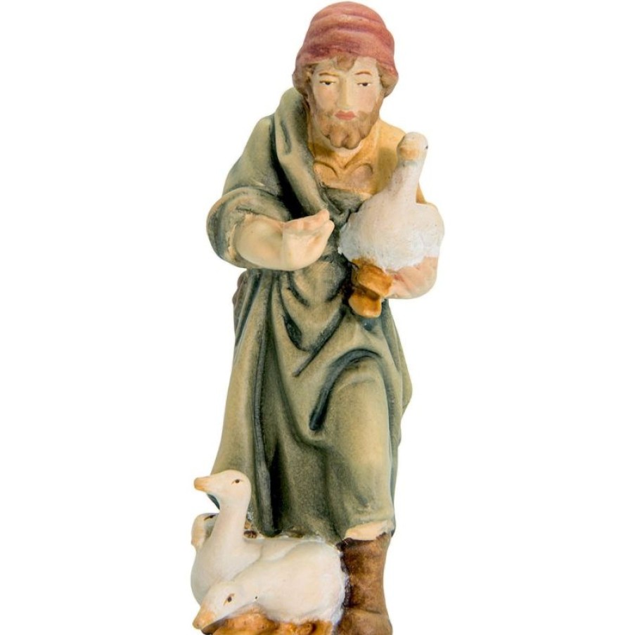 Dolfi Catalogo Pastore Con Anatre Cm 28 (11,0 Inch) Presepe Matteo Stile Orientale Colori Ad Olio In Legno Val Gardena Wall Crucifixes