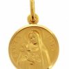 Vaticanum Gioielli in Oro Santa Rita Con Croce E Aureola Medaglia Sacra Pendente Tonda Conio Gr 2,5 Oro Giallo 18Kt Con Bordo Liscio Uni Donna Uomo Confirmation