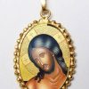 EB Arte Sacra Cristo Sposo Ciondolo Pendente Ovale A Corona Mm 24X30 (0,94X1,18 Inch) Argento Placcato Oro E Porcellana Da Donna Italian Rosaries & Made In Italy Jewelry