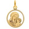 Vaticanum Gioielli in Oro Madonna Con Bambino Medaglia Sacra Pendente Tonda Gr 0,65 Oro Giallo 18Kt Da Donna Bambina Confirmation