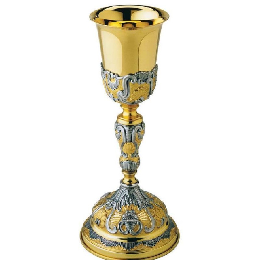 SEA Oggetti Liturgici in Oro e Argento Calice Liturgico Alto H. Cm 26 (10,2 Inch) Tavole Della Legge In Argento 800/1000 Da Altare Messa Sacred Altar Vessels