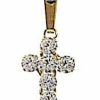 Vaticanum Gioielli in Oro Croce A 6 Castoni Tondi Ciondolo Pendente Gr 0,6 Oro Giallo 18Kt Con Zirconi Da Donna First Communion