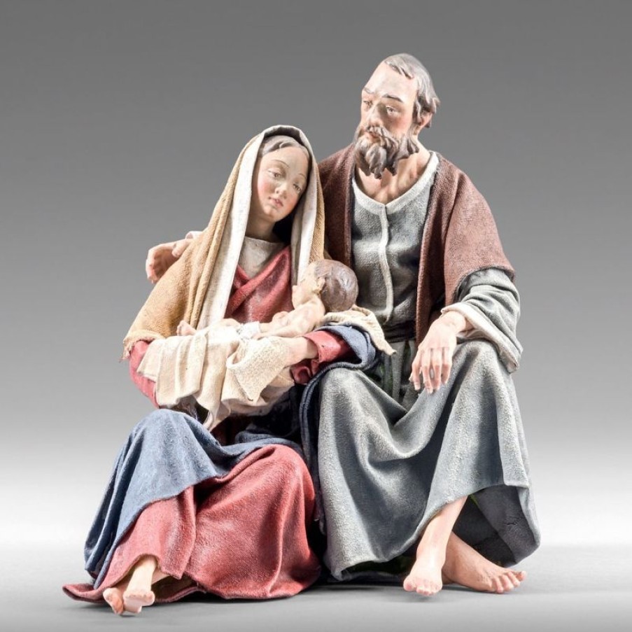 Original Heide Catalogo Gruppo Sacra Famiglia Nativita 02 30 Cm (11,8 Inch) Presepe Vestito Immanuel Stile Orientale Statue In Legno Val Gardena Abiti In Stoffa Pope Statues