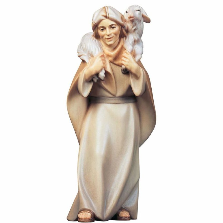 ULPE Wood Art Catalogo Pastore Con Pecora Sulle Spalle Cm 16 (6,3 Inch) Presepe Cometa Dipinto A Mano Statua Artigianale In Legno Val Gardena Stile Arabo Tradizionale Wall Crucifixes