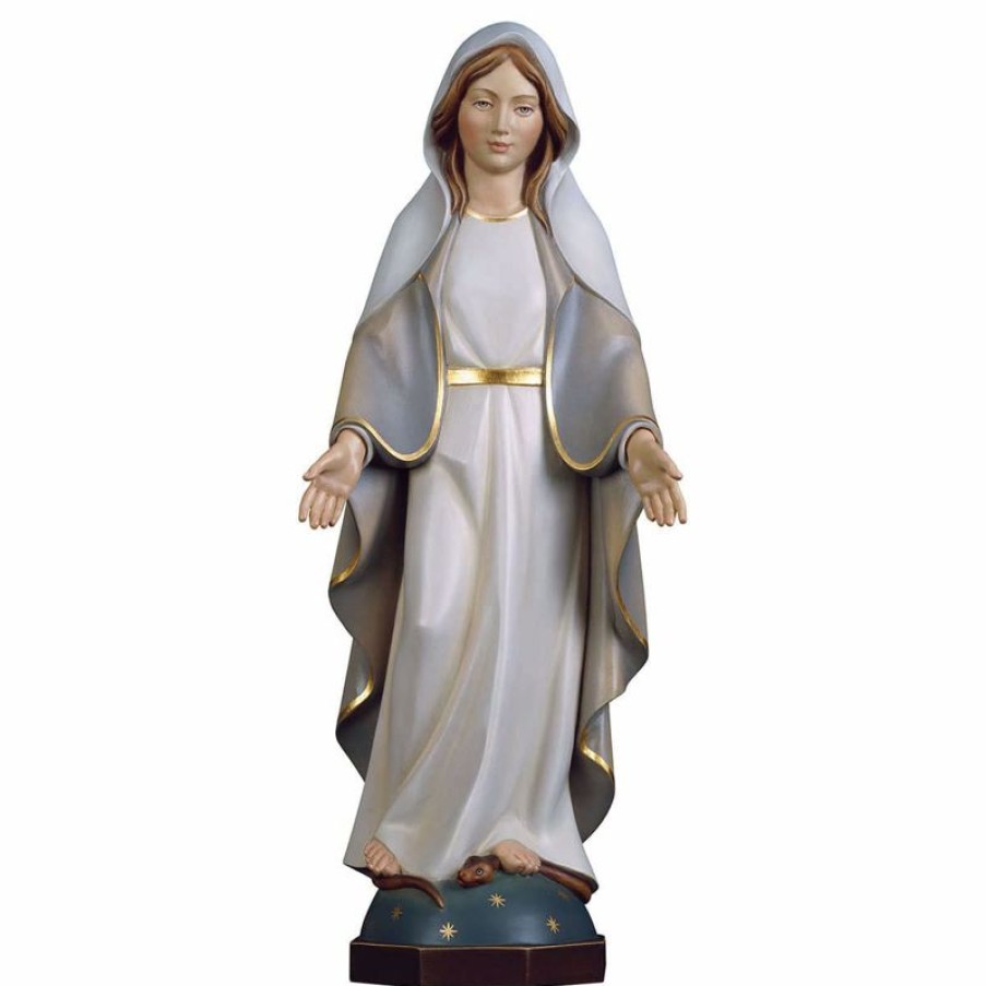 ULPE Sculture Sacre in legno Val Gardena Madonna Miracolosa Cm 12 (4,7 Inch) Statua In Stile Moderno Dipinta Ad Olio In Legno Val Gardena Religious & Catholic Necklaces