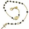 Vaticanum Gioielli in Oro Bracciale Rosario Con Medaglia Madonna Miracolosa E Croce Gr 3,4 Oro Giallo 18Kt Con Onice Uni Donna Uomo First Communion