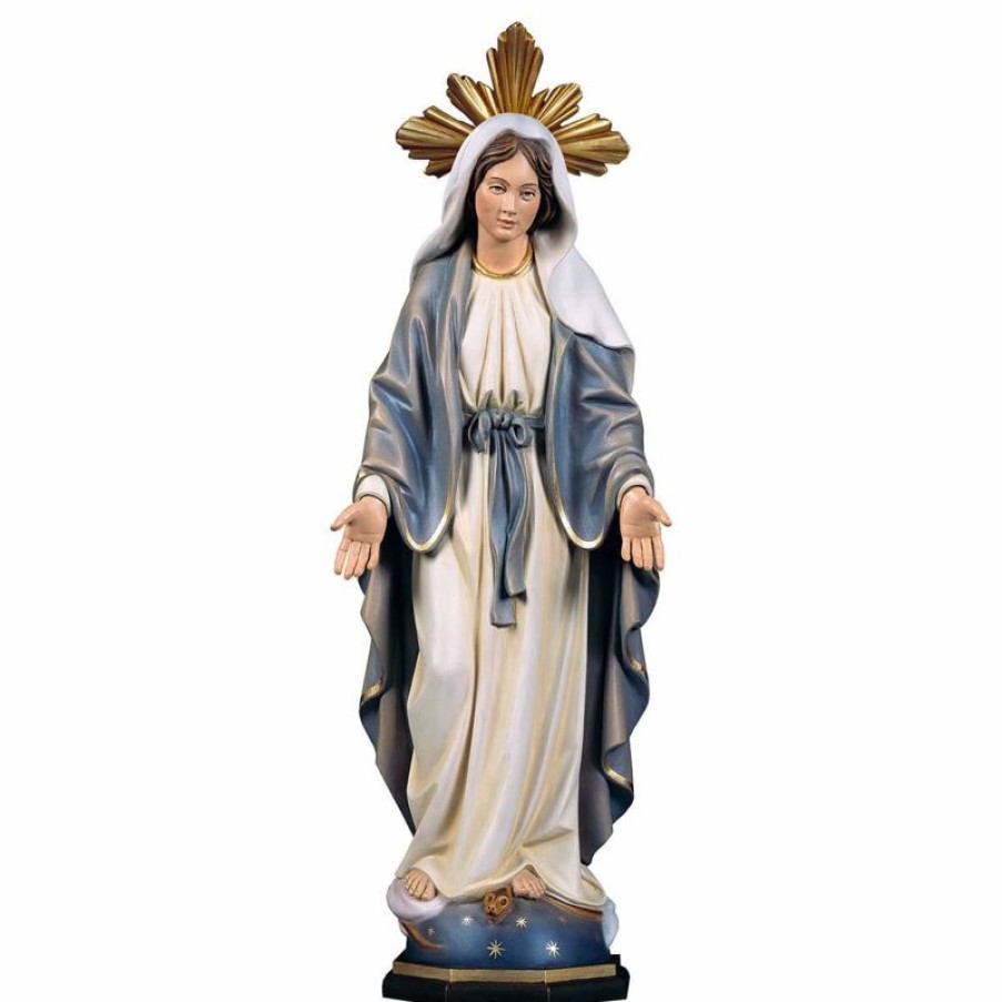 ULPE Sculture Sacre in legno Val Gardena Madonna Miracolosa Con Raggiera Cm 180 (70,9 Inch) Statua Dipinta Ad Olio In Legno Val Gardena Religious & Catholic Medals