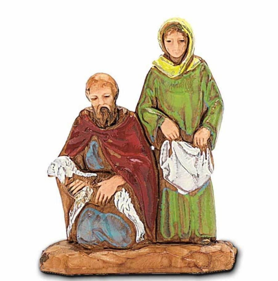 Moranduzzo Presepi Donna Con Pastore Inginocchiato Cm 3,5 (1,4 Inch) Presepe Landi Moranduzzo In Pvc Stile Napoletano Wall Crucifixes