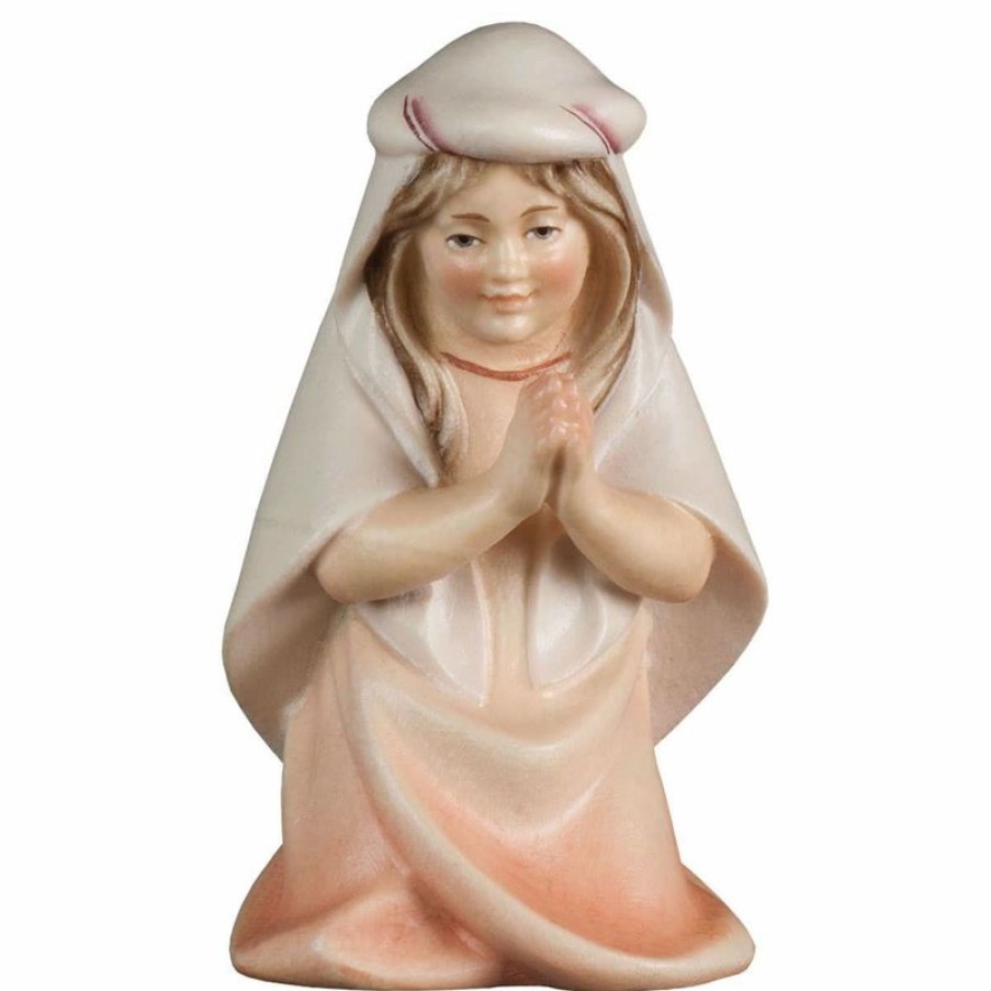 ULPE Wood Art Catalogo Bambina Che Prega Inginocchiata Cm 25 (9,8 Inch) Presepe Cometa Dipinto A Mano Statua Artigianale In Legno Val Gardena Stile Arabo Tradizionale Wall Crucifixes