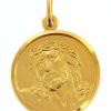 Vaticanum Gioielli in Oro Ecce Homo Sacro Volto Di Gesu Con Corona Di Spine Medaglia Sacra Pendente Tonda Conio Gr 6 Oro Giallo 18Kt Uni Donna Uomo Confirmation