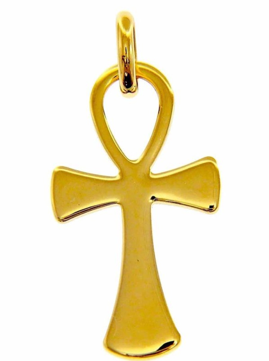 Vaticanum Gioielli in Oro Chiave Della Vita Ankh Croce Copta Ansata Ciondolo Pendente Gr 2 Oro Giallo Massiccio 18Kt Uni Donna Uomo First Communion