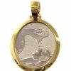 Vaticanum Gioielli in Oro Battesimo Dono Di Dio Medaglia Sacra Pendente Tonda Battesimo Gr 2,4 Bicolore Oro Giallo Bianco 18Kt Per Bebe (Bimba E Bimbo) Baptism