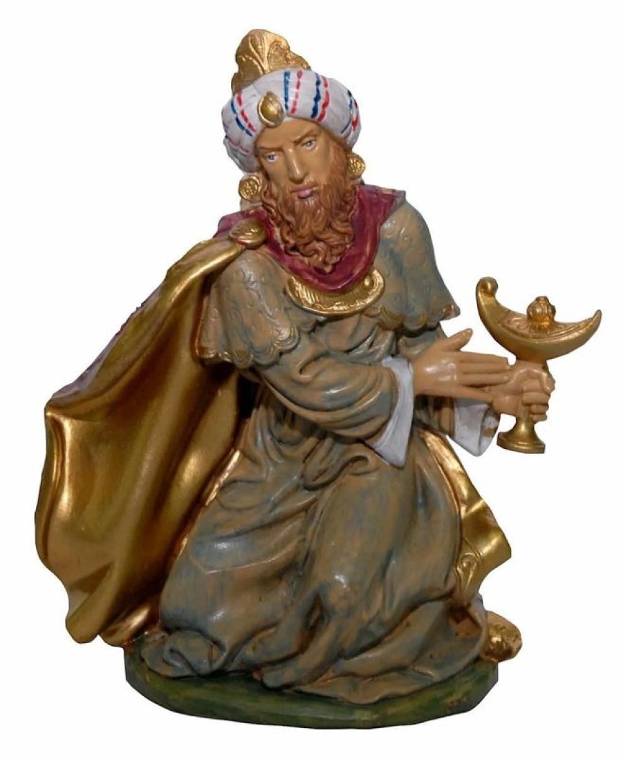 Euro Marchi Catalogo Melchiorre Re Magio Mulatto Cm 20 (8 Inch) Presepe Euromarchi In Plastica Pvc Per Esterno Tinto Legno Stile Napoletano Wooden Crucifixes