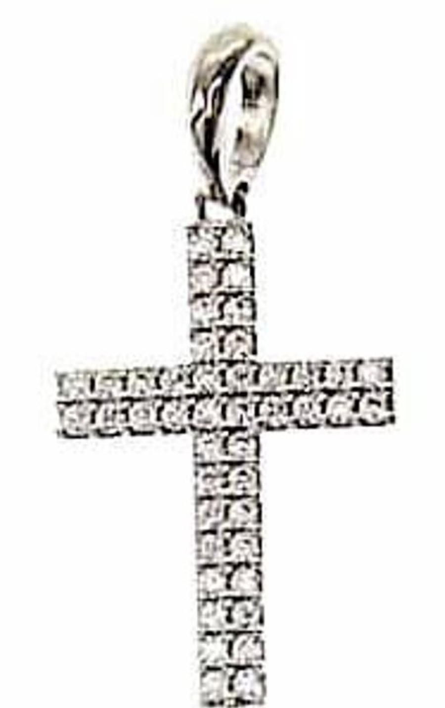 Vaticanum Gioielli in Oro Croce Dritta Con Punti Luce Ciondolo Pendente Gr 2 Oro Bianco 18Kt Con Zirconi Da Donna First Communion