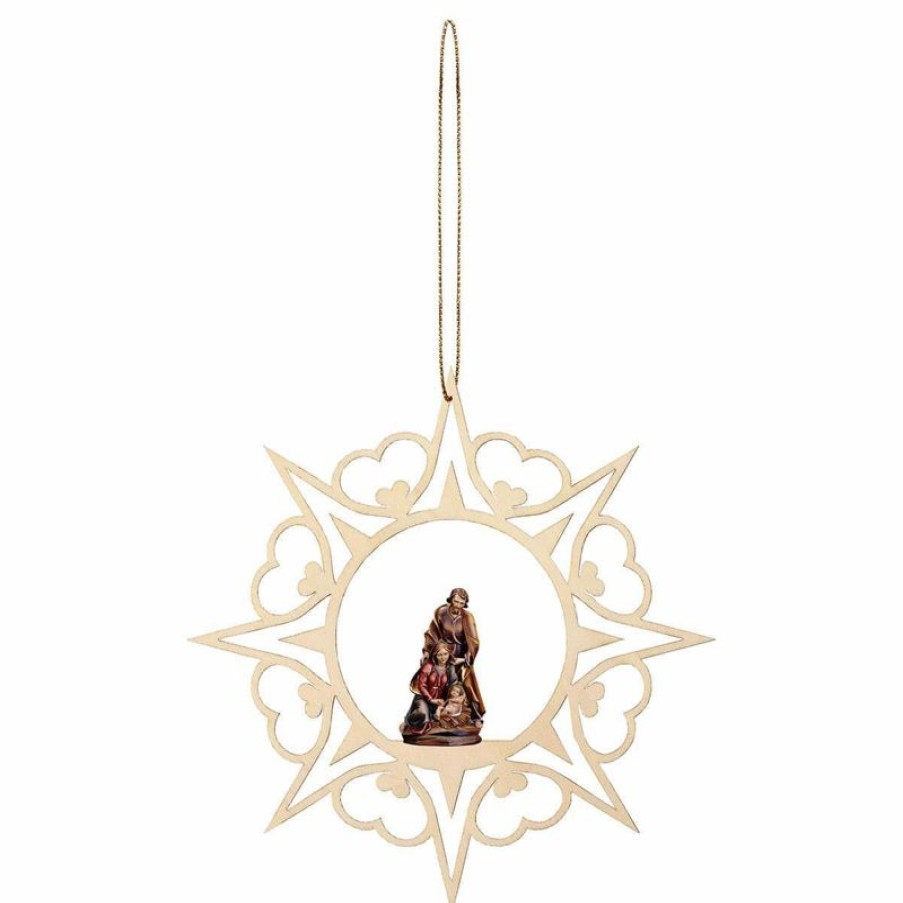 ULPE Addobbi Natalizi in legno Nativita Barocca Cornice A Cuori Diam. Cm 15 (5,9 Inch) Presepe Decorazione Albero Natale Dipinta Ad Olio In Legno Val Gardena Collectible Nativity Sets & 38 Sizes