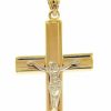 Vaticanum Gioielli in Oro Croce Dritta Con Corpo Di Cristo Ciondolo Pendente Gr 1,05 Bicolore Oro Giallo Bianco 9Kt Uni Donna Uomo First Communion