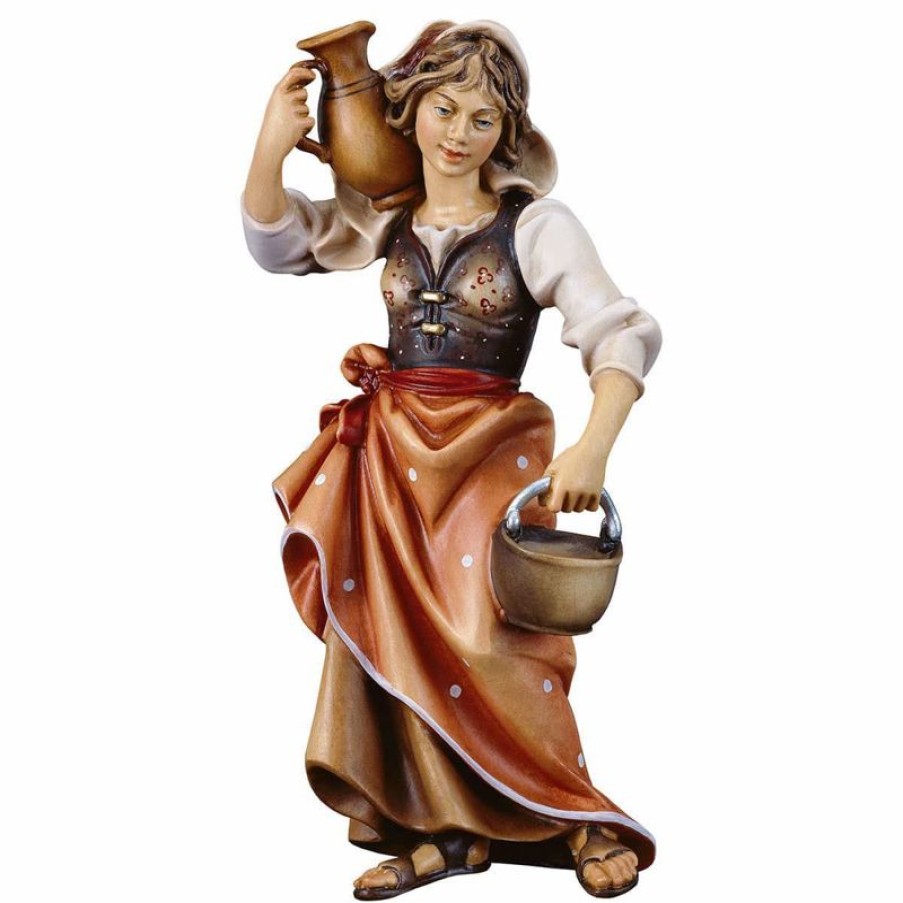 ULPE Wood Art Catalogo Contadina Con Brocca Cm 50 (19,7 Inch) Presepe Ulrich Dipinto A Mano Statua Artigianale In Legno Val Gardena Stile Barocco Wall Crucifixes