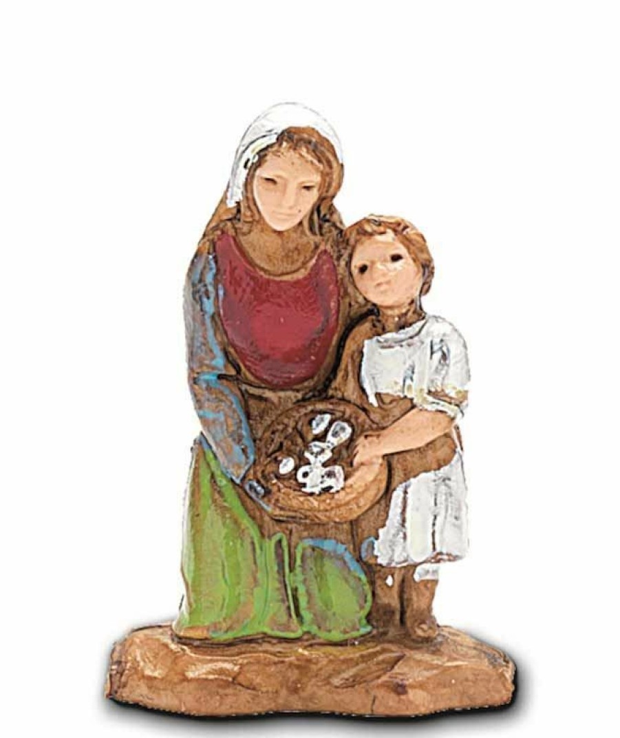 Moranduzzo Presepi Donna Inginocchiata Con Bimba Cm 3,5 (1,4 Inch) Presepe Landi Moranduzzo In Pvc Stile Napoletano Wall Crucifixes