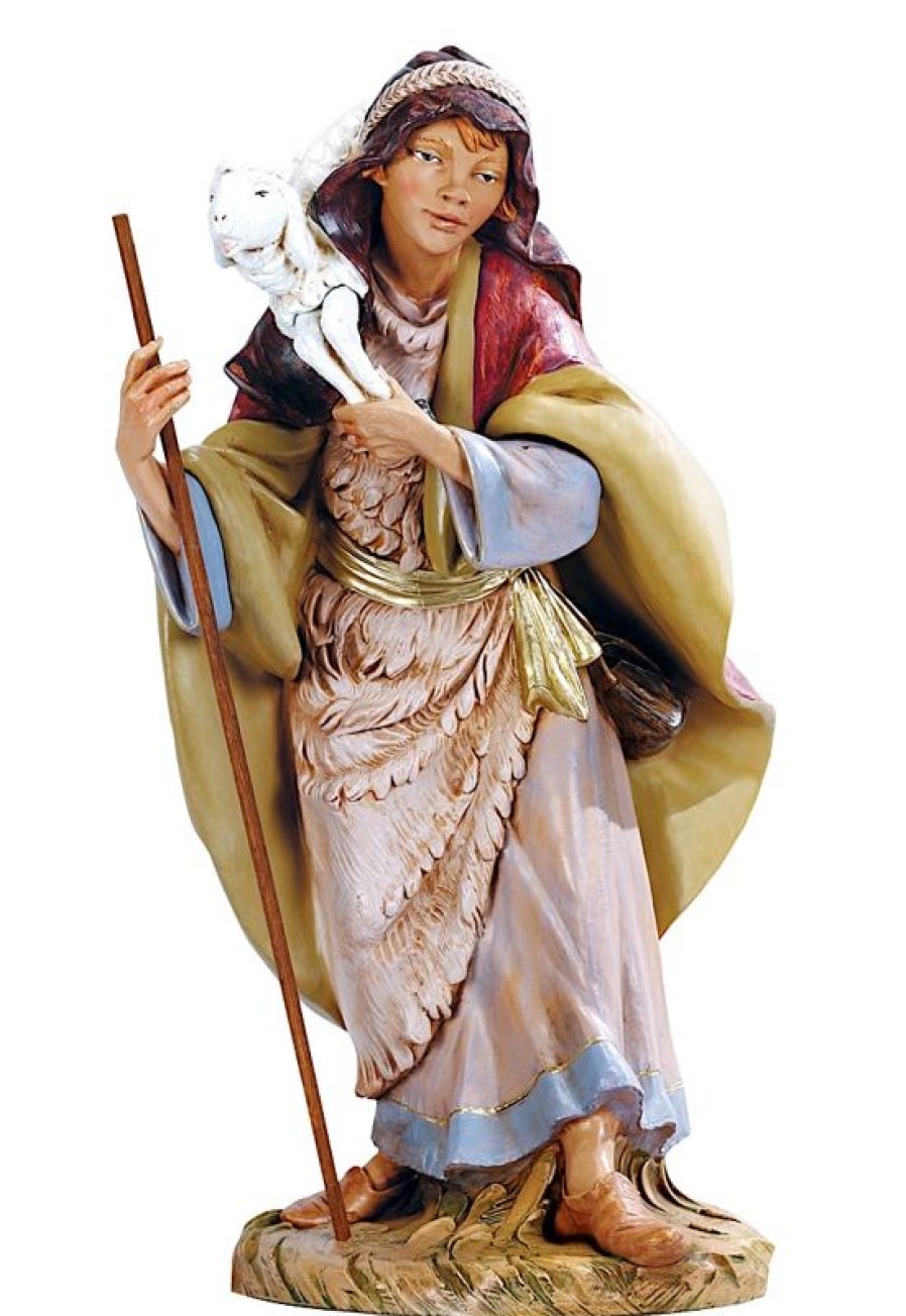 Fontanini Catalogo Pastore Con Pecora Cm 45 (18 Inch) Presepe Fontanini Statua In Plastica Dipinta A Mano Wall Crucifixes