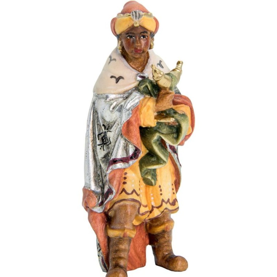 Dolfi Catalogo Baldassarre Re Magio Moro In Piedi Cm 18 (7,1 Inch) Presepe Matteo Stile Orientale Colori Ad Olio In Legno Val Gardena Angels Statues