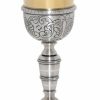 MAS Arredi sacri in Oro e Argento Calice Liturgico H. Cm 25 (9,8 Inch) A C Lla Con Foglie Simbolo Ihs In Ottone Cesellato Da Altare Per Vino Da Messa Sacred Altar Vessels