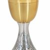 MAS Arredi sacri in Oro e Argento Calice Liturgico H. Cm 20 (7,9 Inch) Tralci D\\\\\\\\'Uva In Ottone Argento Da Altare Per Vino Da Messa Sacred Altar Vessels