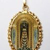 EB Arte Sacra Madonna Di Loreto Ciondolo Pendente Ovale A Corona Mm 24X30 (0,94X1,18 Inch) Argento Placcato Oro E Porcellana Da Donna Italian Rosaries & Made In Italy Jewelry