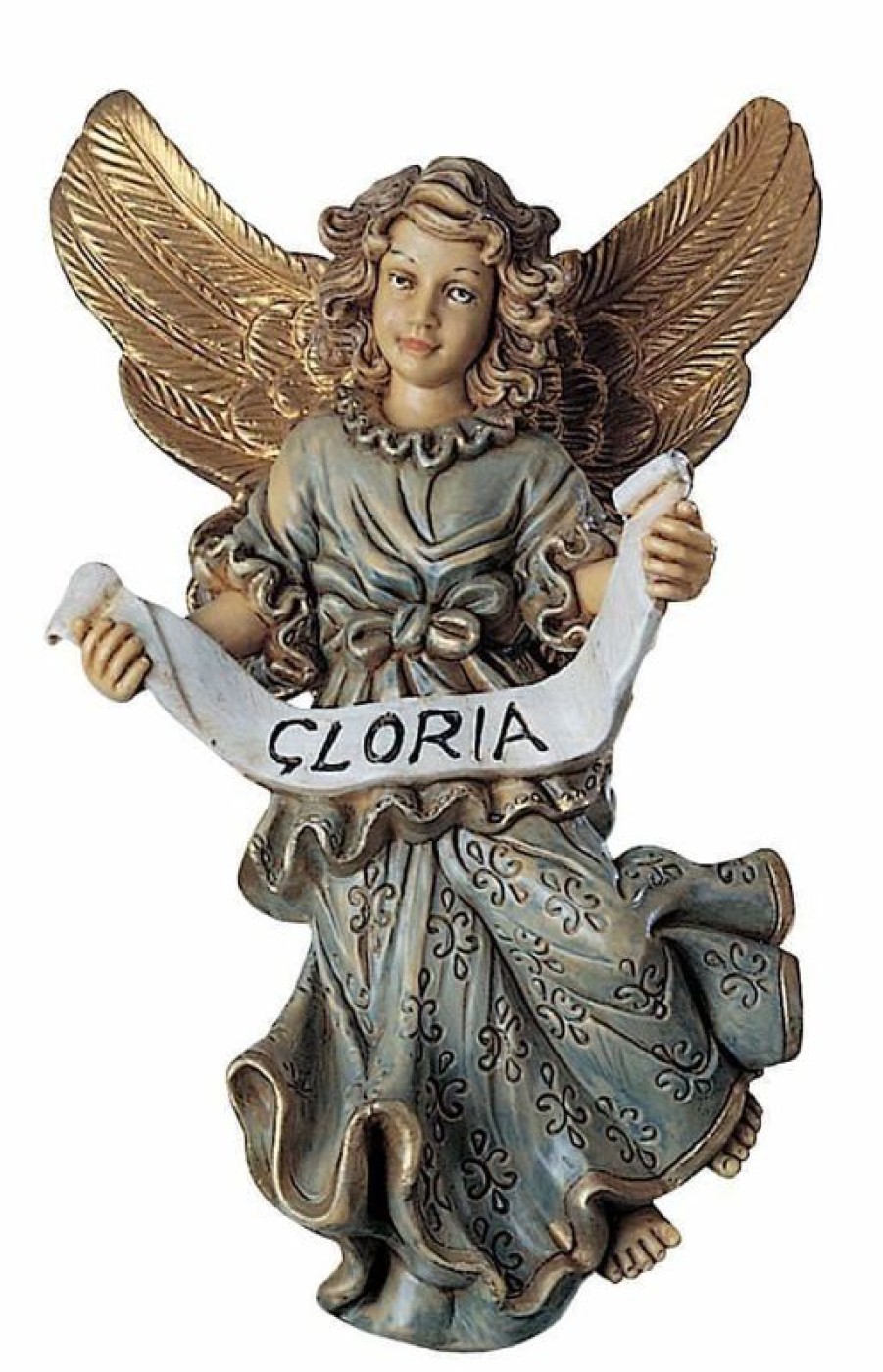 Euro Marchi Catalogo Angelo Gloria Decoro Oro Cm 20 (8 Inch) Presepe Euromarchi In Plastica Pvc Per Esterno Tinto Legno Stile Napoletano Wooden Crucifixes