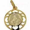 Vaticanum Gioielli in Oro Madonna Con Bambino Medaglia Sacra Pendente Tonda Gr 1 Oro Giallo 18Kt Con Cornice A Cuori Da Donna Baptism