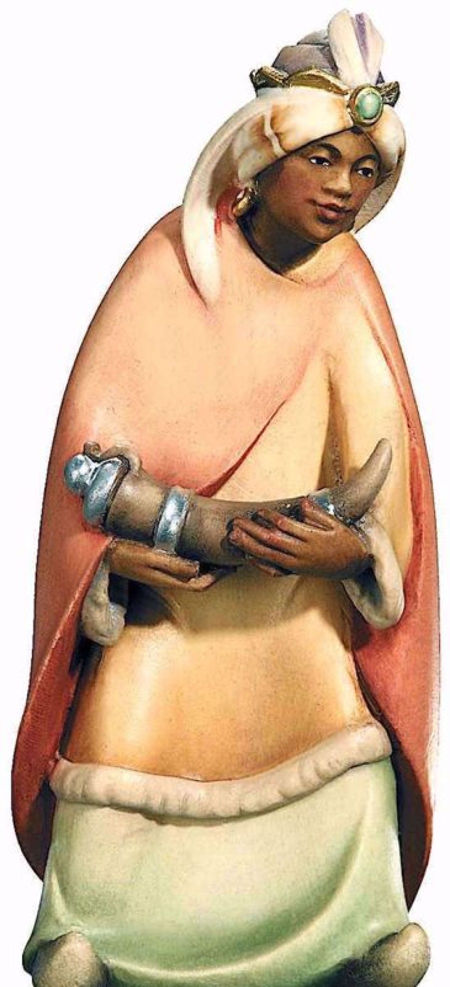 Dolfi Catalogo Baldassarre Re Magio Moro Cm 8 (3,1 Inch) Presepe Leonardo Stile Arabo Tradizionale Colori Ad Olio In Legno Val Gardena Pope Statues