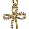 Vaticanum Gioielli in Oro Croce A Fiore Con Punti Luce Ciondolo Pendente Gr 1,6 Oro Giallo 18Kt Con Zirconi Da Donna First Communion