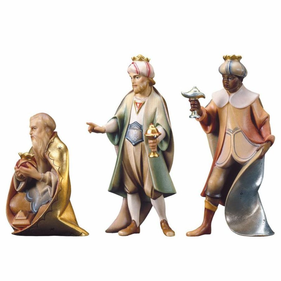 ULPE Wood Art Catalogo Gruppo Tre Re Magi 3 Pezzi Cm 12 (4,7 Inch) Presepe Redentore Dipinto A Mano Statue Artigianali In Legno Val Gardena Stile Tradizionale Wall Crucifixes