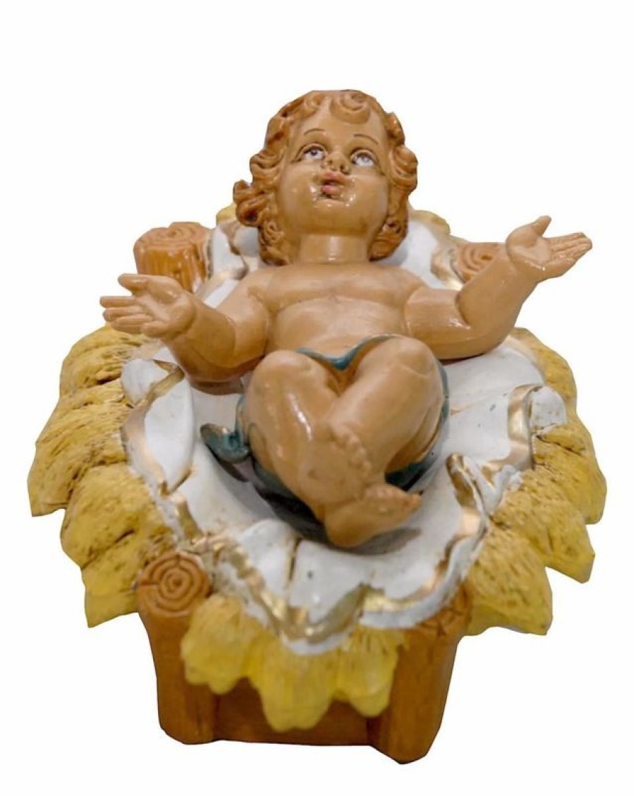 Euro Marchi Catalogo Gesu Bambino In Culla Cm 20 (8 Inch) Presepe Euromarchi In Plastica Pvc Per Esterno Tinto Legno Stile Napoletano Angels Statues