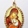 EB Arte Sacra Madonna Dell\\\\\\\\' Incarnazione Ciondolo Pendente Ovale A Corona Mm 24X30 (0,94X1,18 Inch) Argento Placcato Oro E Porcellana Da Donna Italian Rosaries & Made In Italy Jewelry