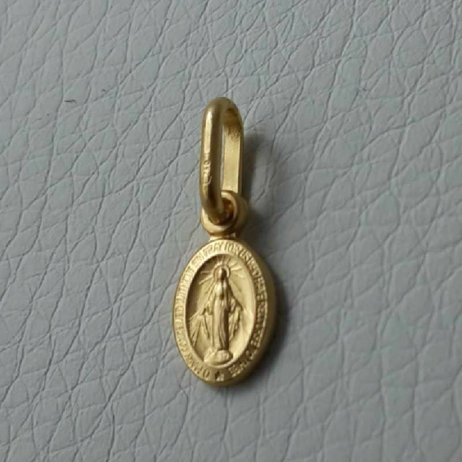 Vaticanum Gioielli in Oro Madonna Miracolosa Medaglia Sacra Pendente Ovale Conio Gr 0,8 Oro Giallo 18Kt Uni Donna Uomo Baptism