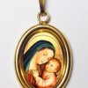 EB Arte Sacra Madonna Del Buon Consiglio Ciondolo Pendente Ovale Mm 19X24 (0,75X0,95 Inch) Argento Placcato Oro E Porcellana Uni Uomo Donna Italian Rosaries & Made In Italy Jewelry