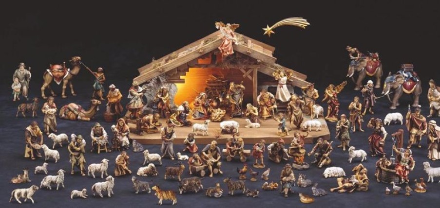 ULPE Wood Art Catalogo Pastore Con Pecora Sulle Spalle Cm 50 (19,7 Inch) Presepe Ulrich Dipinto A Mano Statua Artigianale In Legno Val Gardena Stile Barocco Wall Crucifixes