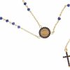 Vaticanum Gioielli in Oro Collana Rosario Lunga Con Medaglia Madonna Miracolosa E Croce Punti Luce E Zaffiro Opaco Gr 5 Oro Giallo 18Kt Con Zirconi Blu Uni Donna Uomo Bimba Bimbo Baptism