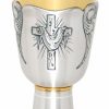 MAS Arredi sacri in Oro e Argento Calice Liturgico H. Cm 17 (6,7 Inch) Santa Croce In Ottone Cesellato Da Altare Per Vino Da Messa Sacred Altar Vessels